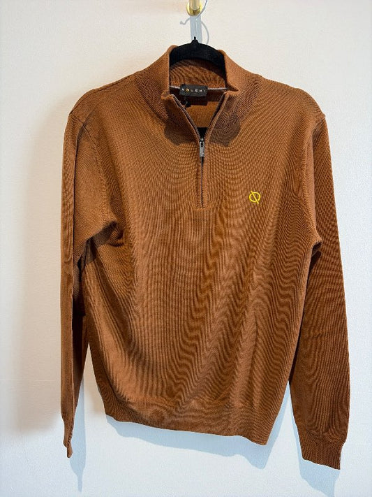 1/4 zip peysa brún ull