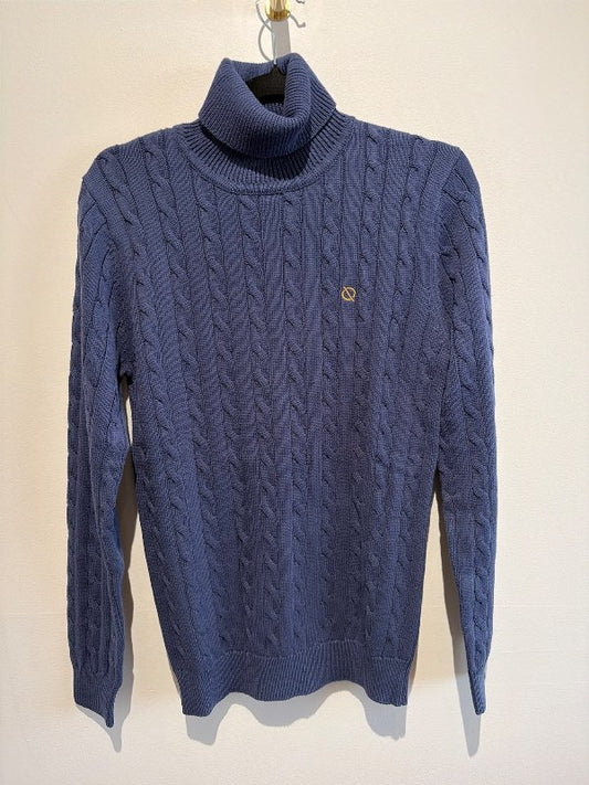 Blue cotton turtleneck sweater