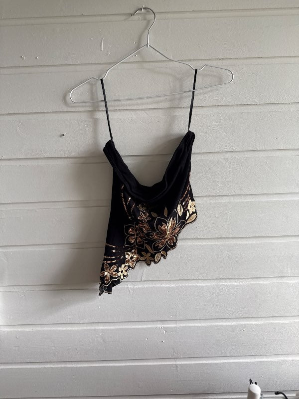 Svartur og gylltur tube top