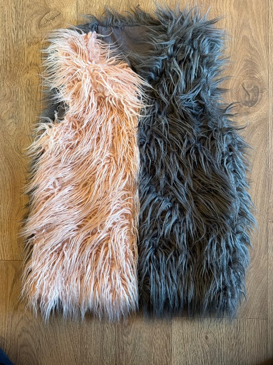 Leather vest pink and gray