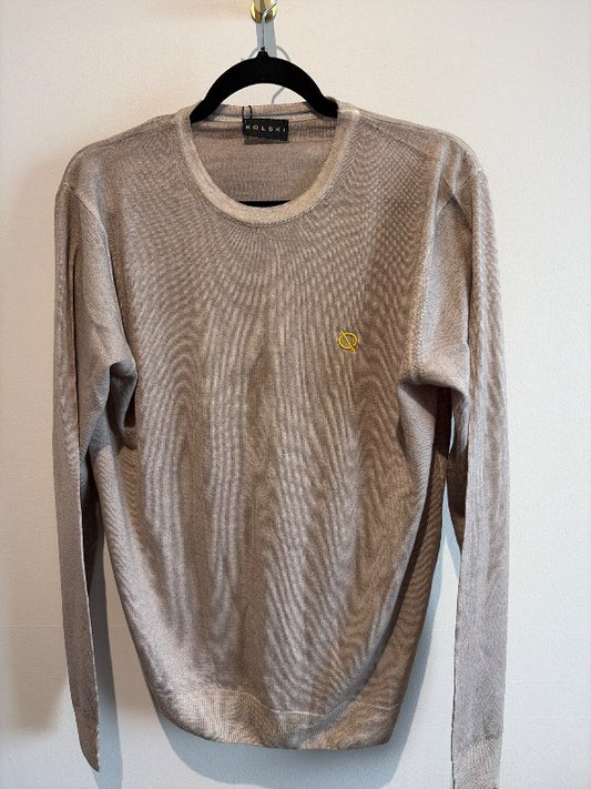 Peysa beige acid wash ull