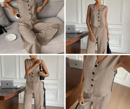 Brown striped vest